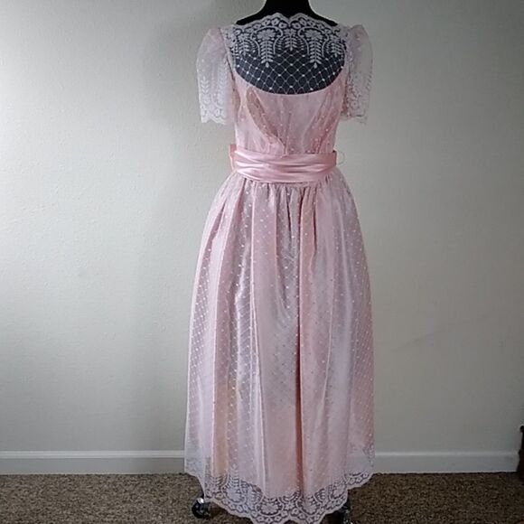 VTG ILGWU JCPENNEY WOMEN FORMAL LACE DRESS SIZE 11-12 MADE IN USA - Picture 1 of 10